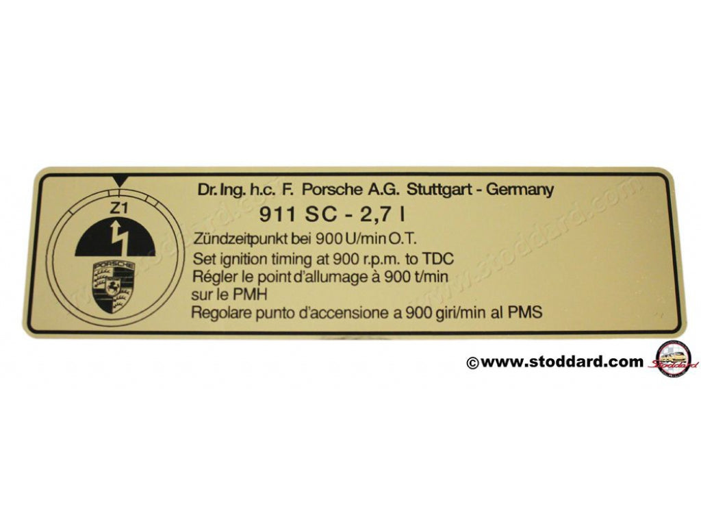 Timing Decal for 911 2.7 Carrera RS 1973-1974 2.7RS