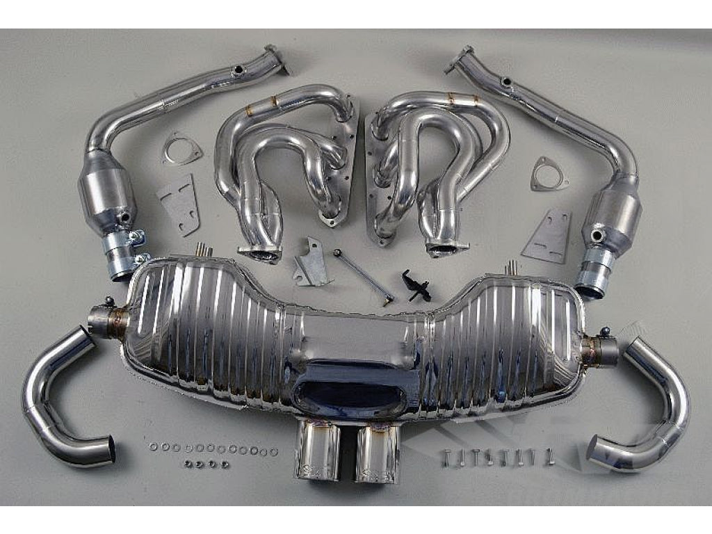 Exhaust System 987 Cayman BROMBACHER (Soundversion) 200 Cell Cats, Tips 2x90mm