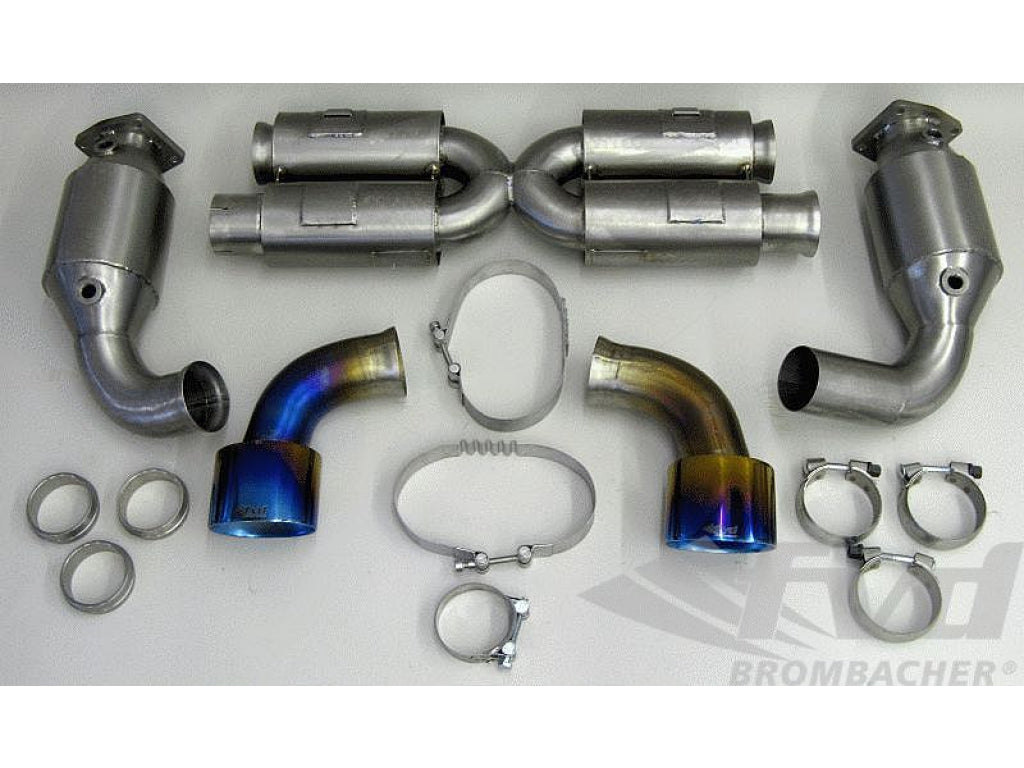 Race Muffler 997 GT2-RS Brombacher Titanium (Sound Version), 4-chambers, 200 Cell Sport Cats, 11,6