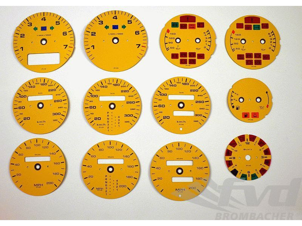 Instrument Face Kit 965 3.6 L / 993 Turbo - Yellow
