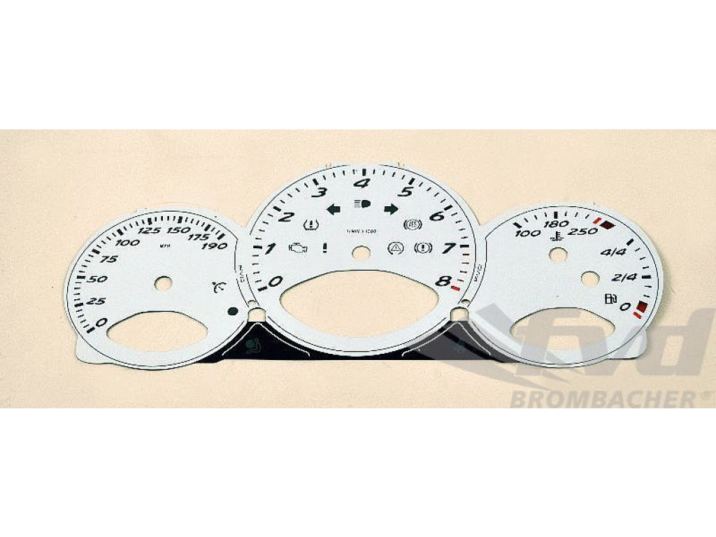 Gauge Faces White 987 S 190 MPH - Manual