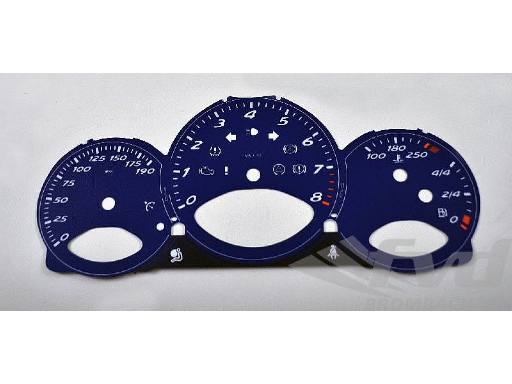 Instrument Face Set 987.1 Boxster / Cayman - Cobalt Blue - Manual - MPH