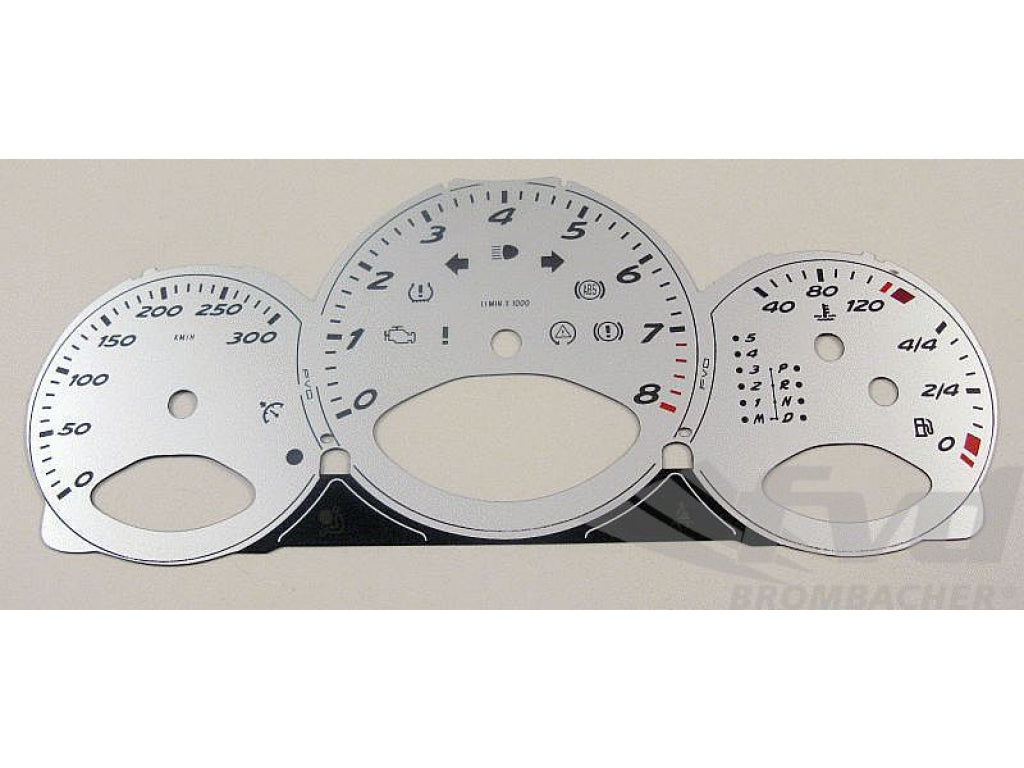 Gauge Faces Silver 987,987C - KPH - Tiptronic