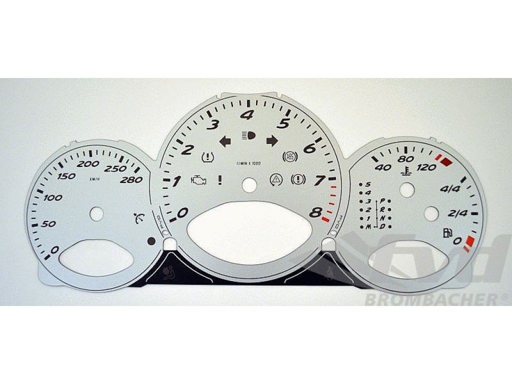 Gauge Faces Silver 987,987C - KPH - Tiptronic 280km/h