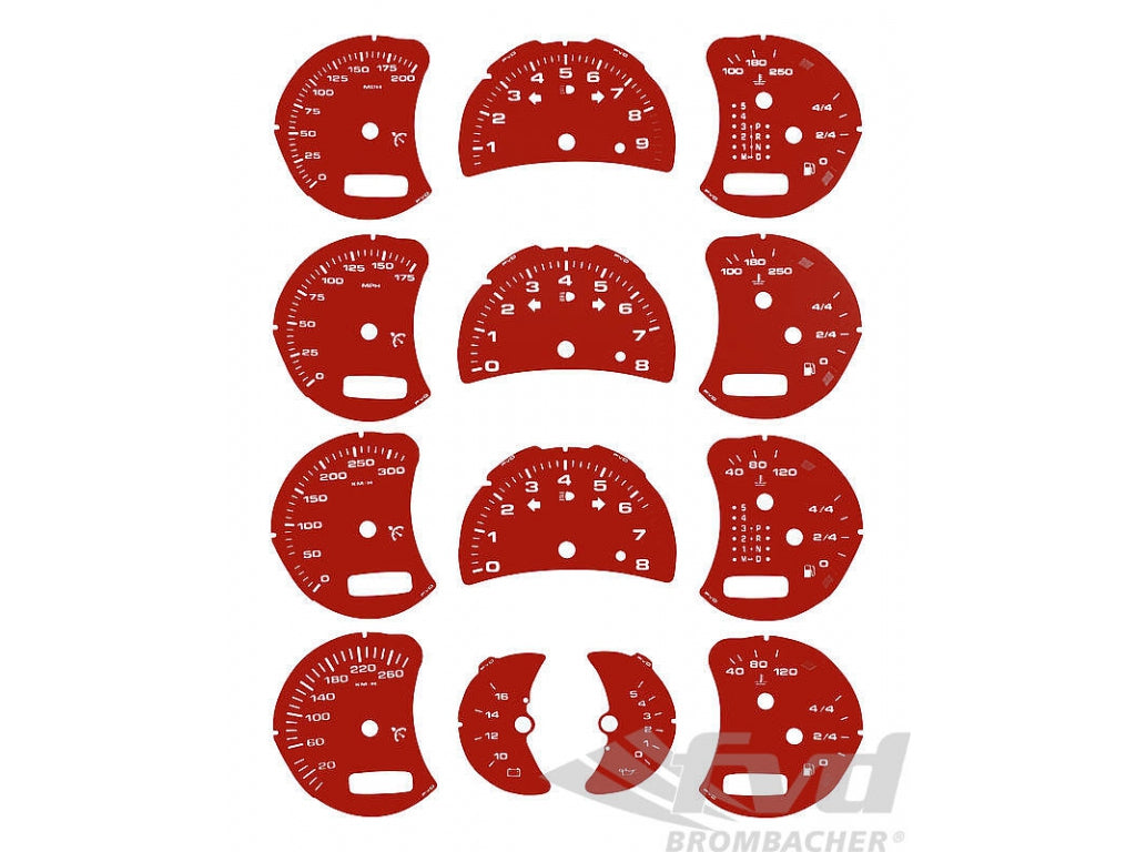 Instrument Face Set 986 / 996.2 - 2002-2005 - Guards Red
