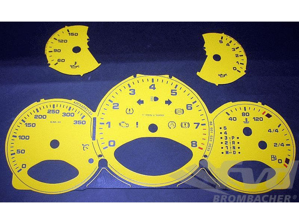 Gauge Faces speed yellow 997 Turbo Km/h, Tiptronic