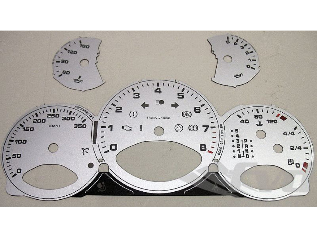 Gauge Faces silver 997 Turbo Km/h/350 Tiptronic