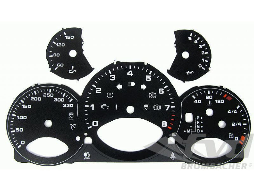 Gauge Faces black 997-2 PDK Km/h
