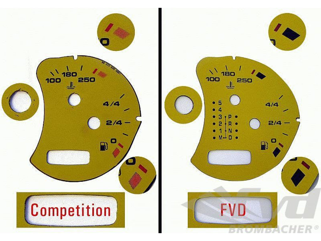Gauge Faces bordeaux red 997 GT3 manual Km/h