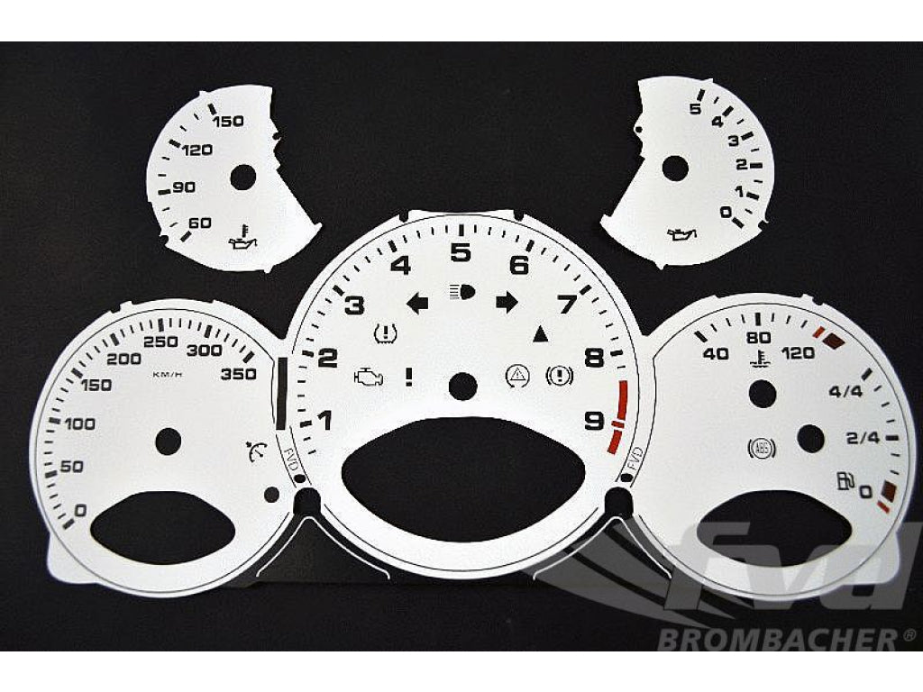 Gauge Faces white 997 GT3 manual Km/h