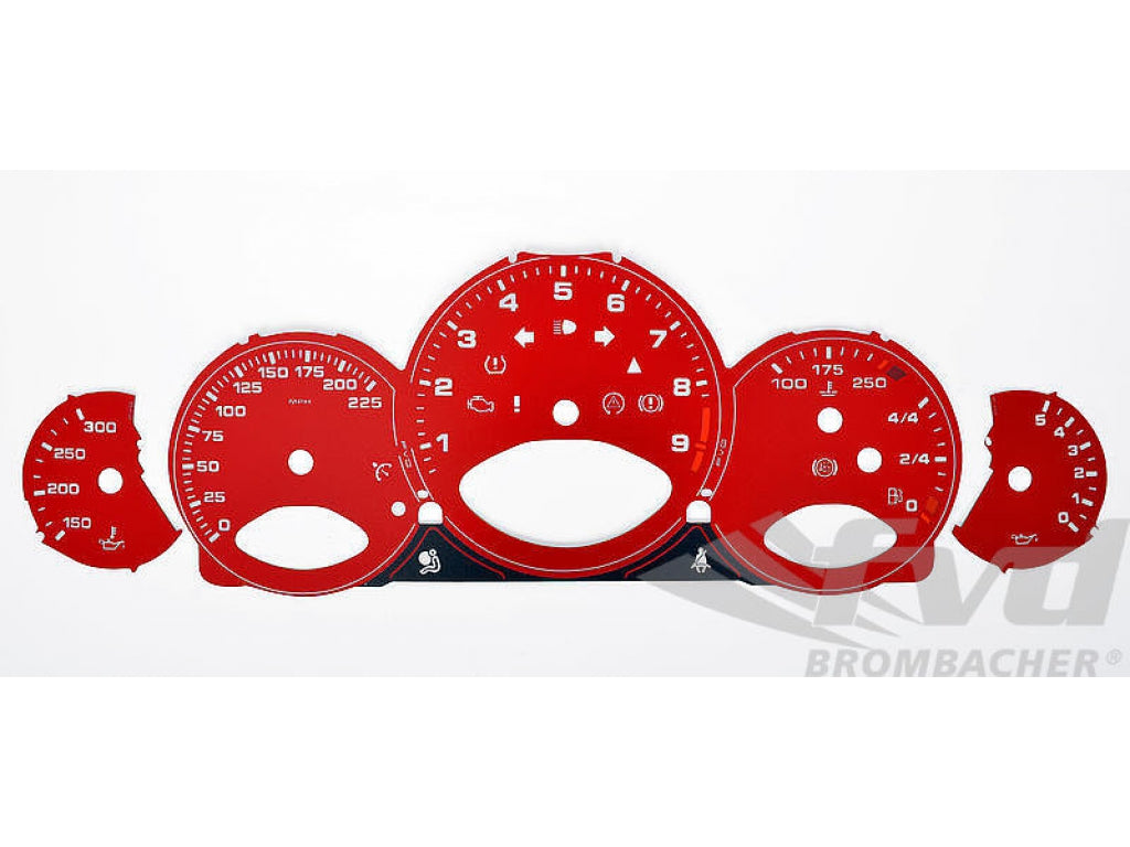 Gauge Faces red 997.2 GT3/RS manual MPH, Fahrenheit