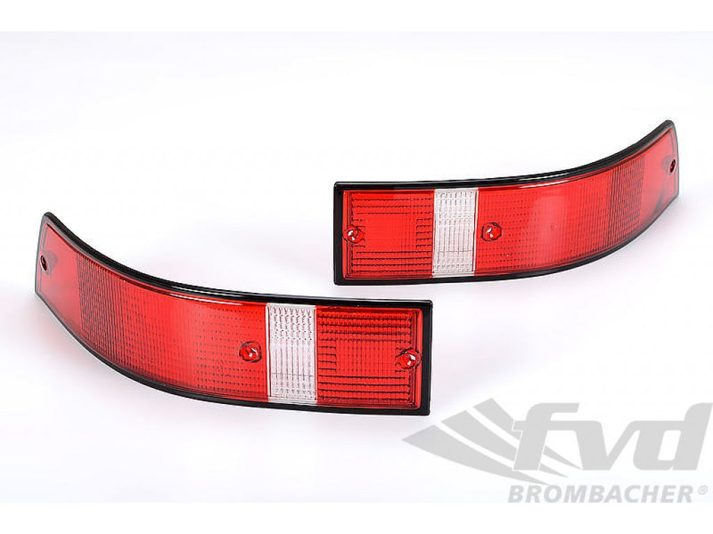 Tail Light Lens Set 911 / 930 1969-89 - USA - Red Lenses with Black Trim