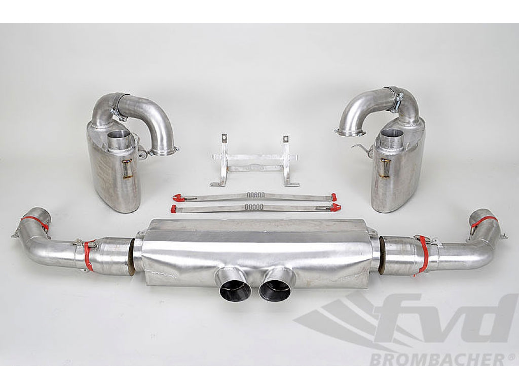 Exhaust System Race 997 GT3 Cup S M&M 100 Cell Cats, Stainless teel, with Tips 2x76mm