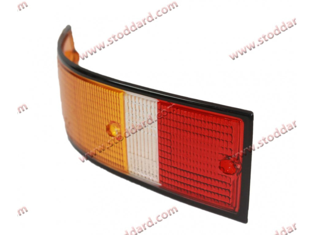 Euro-Spec Rear Tail Light Lens, Left, with Black Trim for 911 912E 1972-1989 Replaces 91163194900