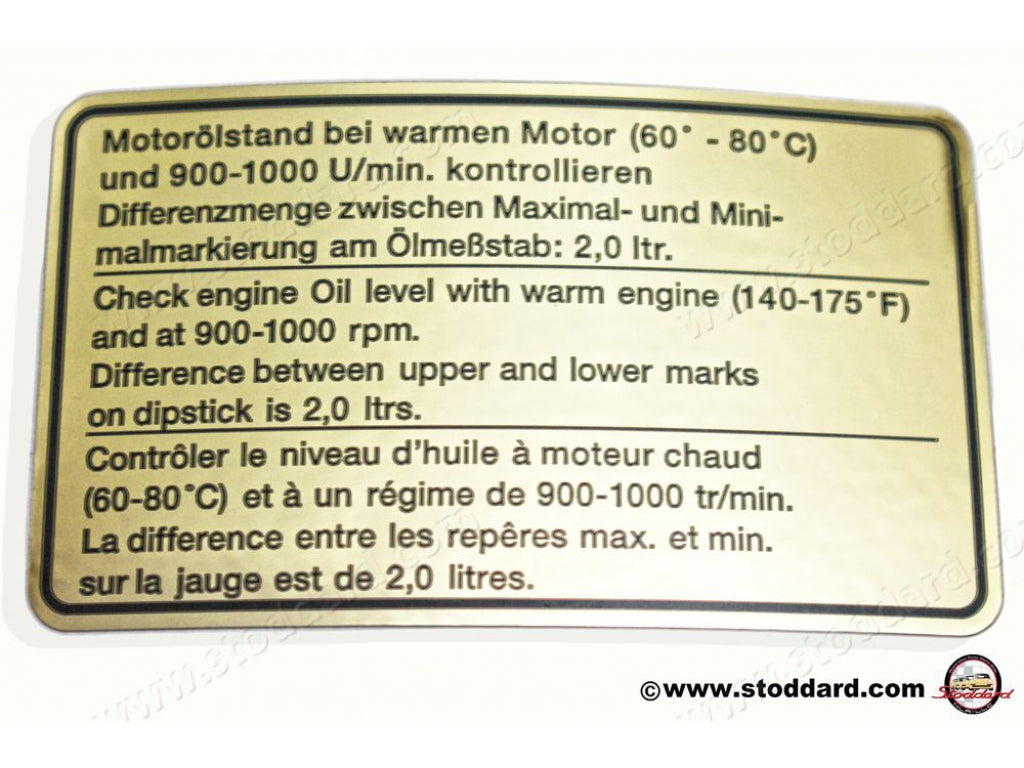 Engine Oil Level Decal.