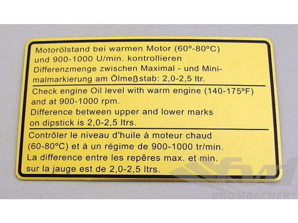 Sticker - Engine Oil Level
