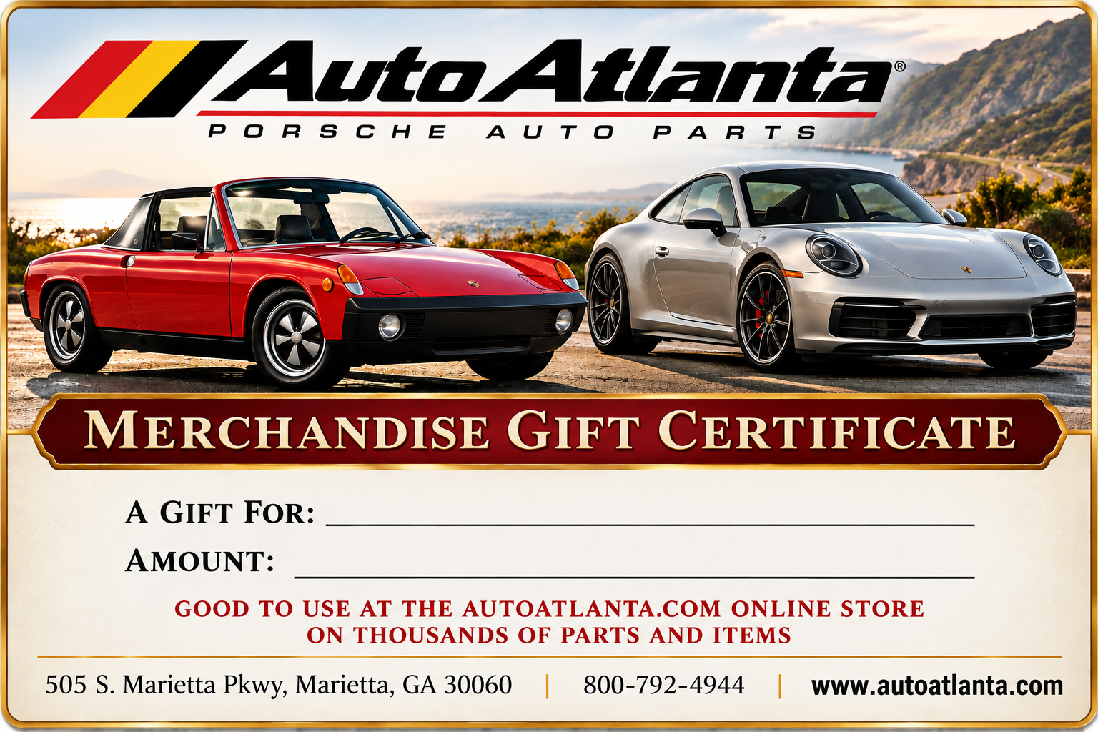 Automobile Atlanta Gift Certificate