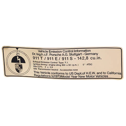 Timing Decal with Emissions Specs