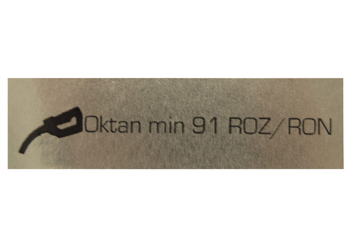 91 ROZ OCTANE RATING Sticker