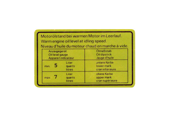 OIL LEVEL STICKER DECAL, 914-6