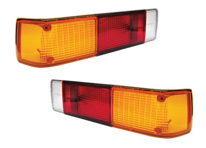 TAIL LIGHT LENS pair, Euro European, AMBER/RED, set of two 914