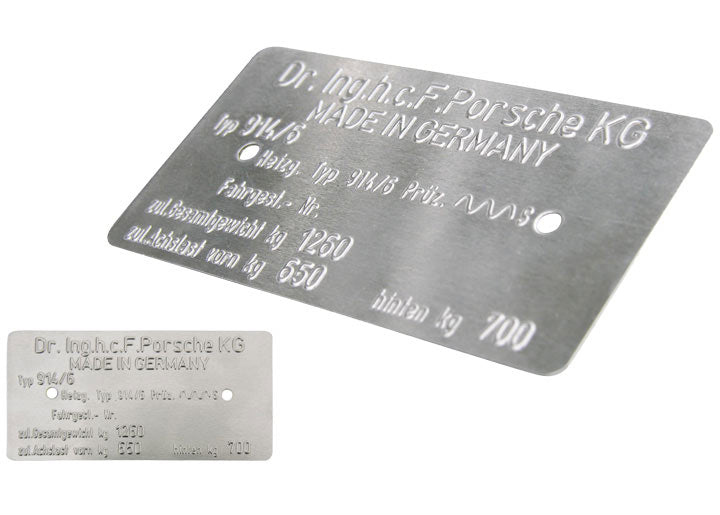 id plate for headlight box, 914-6