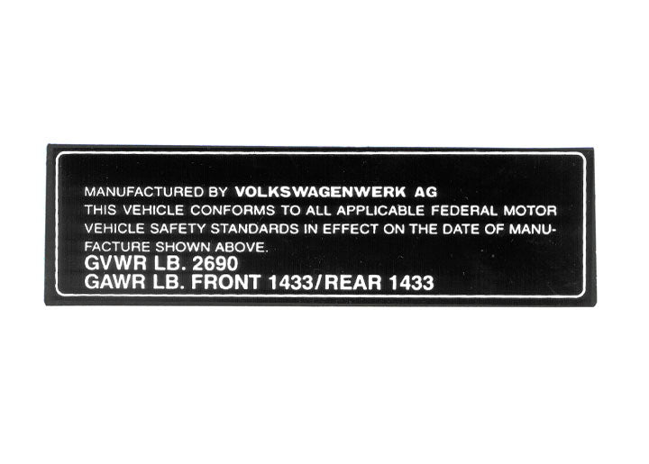 DOOR JAMB compliance dot STICKER DECAL; 914 1973-76 vin