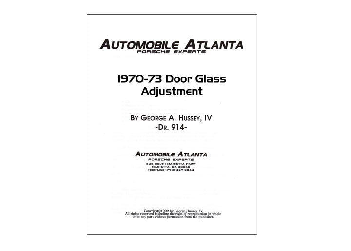 DOOR GLASS ADJUSTMENT and MAINTENanCE, 1970-73; 914
