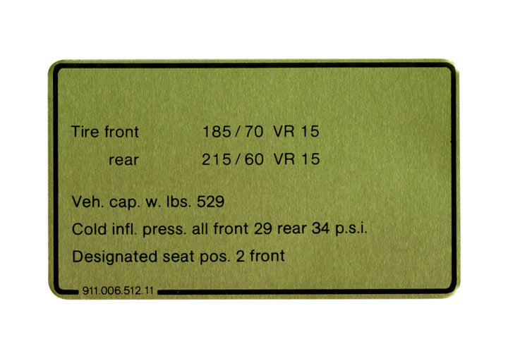 TIRE PRESSURE SIGN