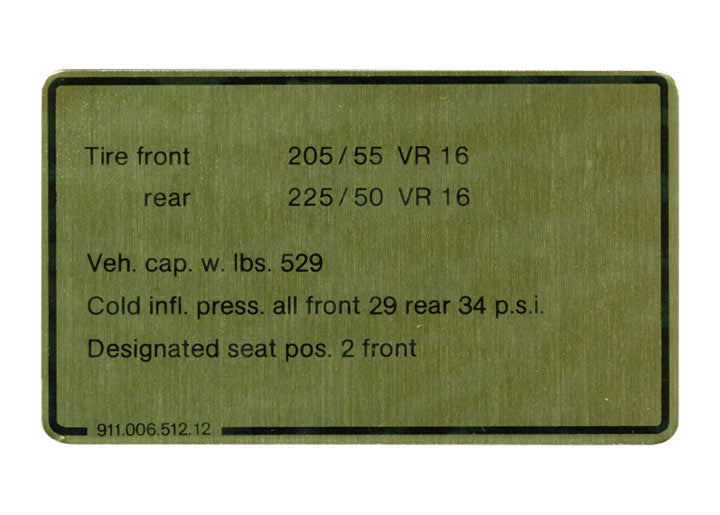TIRE PRESSURE SIGN