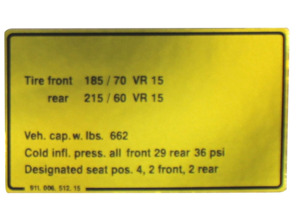 TIRE PRESSURE SIGN