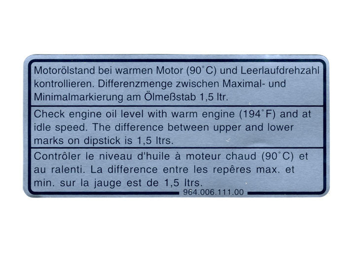 ENGINE OIL LABEL.