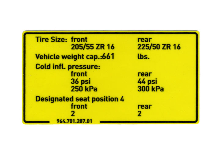TIRE PRESSURE SIGN