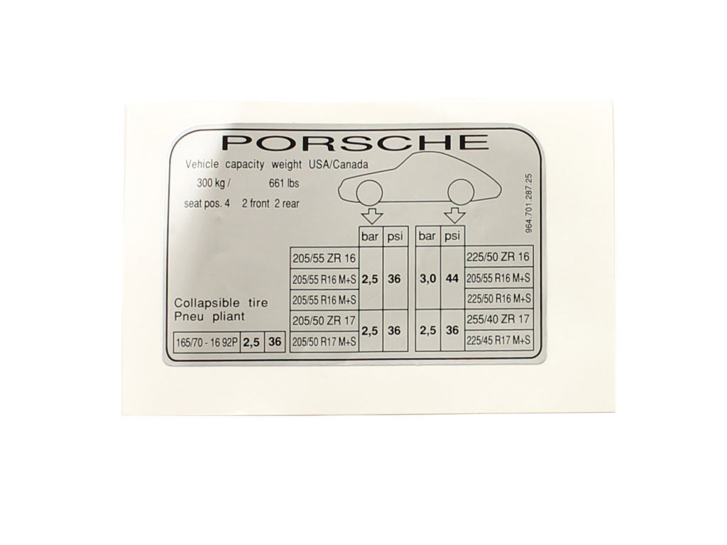 DECAL-TIRE PRESSURE