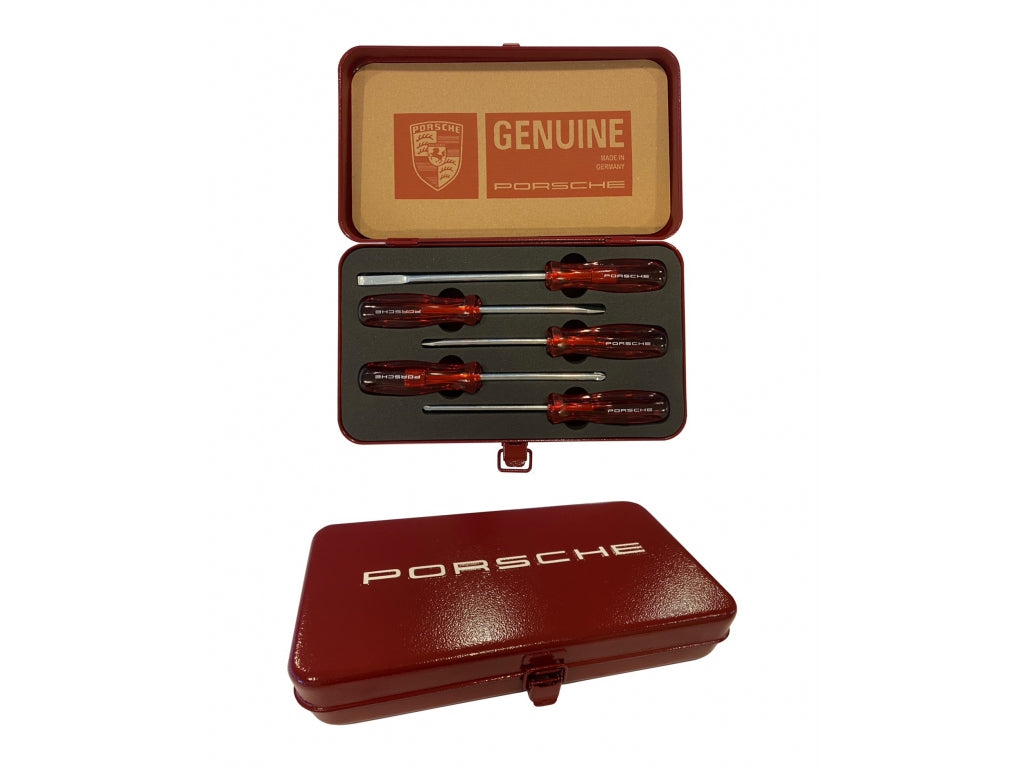 SCREWDRIVER set red plastic handle 911 356 914-6 set of six