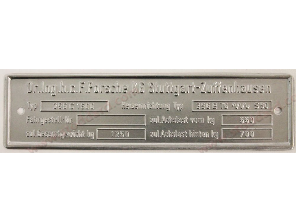 Chassis Identification Tag 356C / 1600 Reutter
