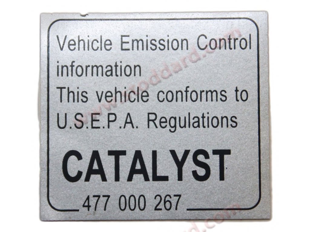 Catalyst Emissions Decal for 911 924 928 944 968 Boxster