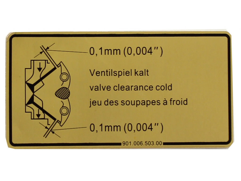 DANSK Engine Valve Adjustment Specification Decal