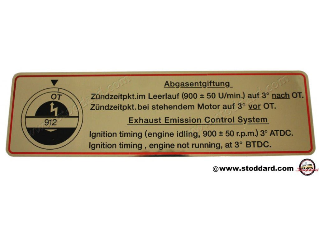 Timing Decal with Red Border for 912 1965-1968