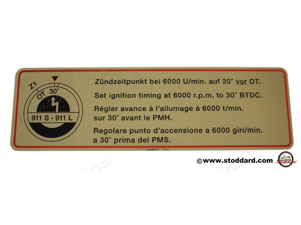 Timing Decal, Red Border for 911 1967-1968