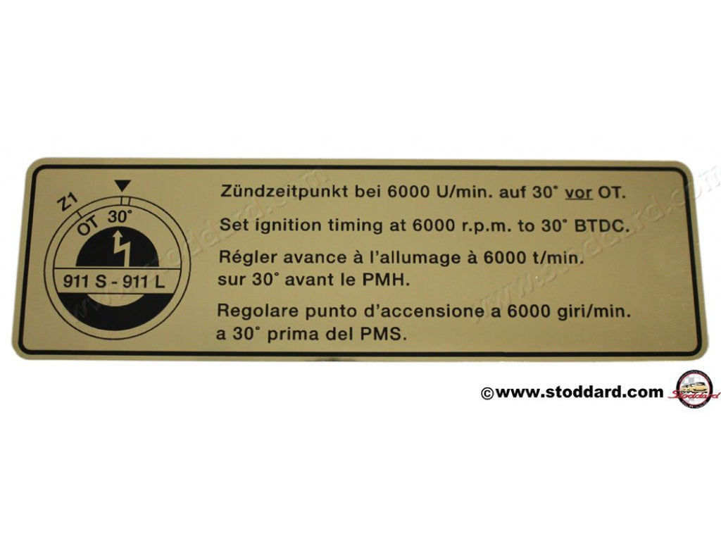 Timing Decal, Black Border, For 911 911S 1968
