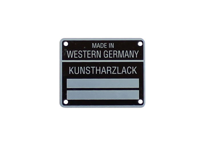 Paint plate on door lockpost. Fits 1966-1983.