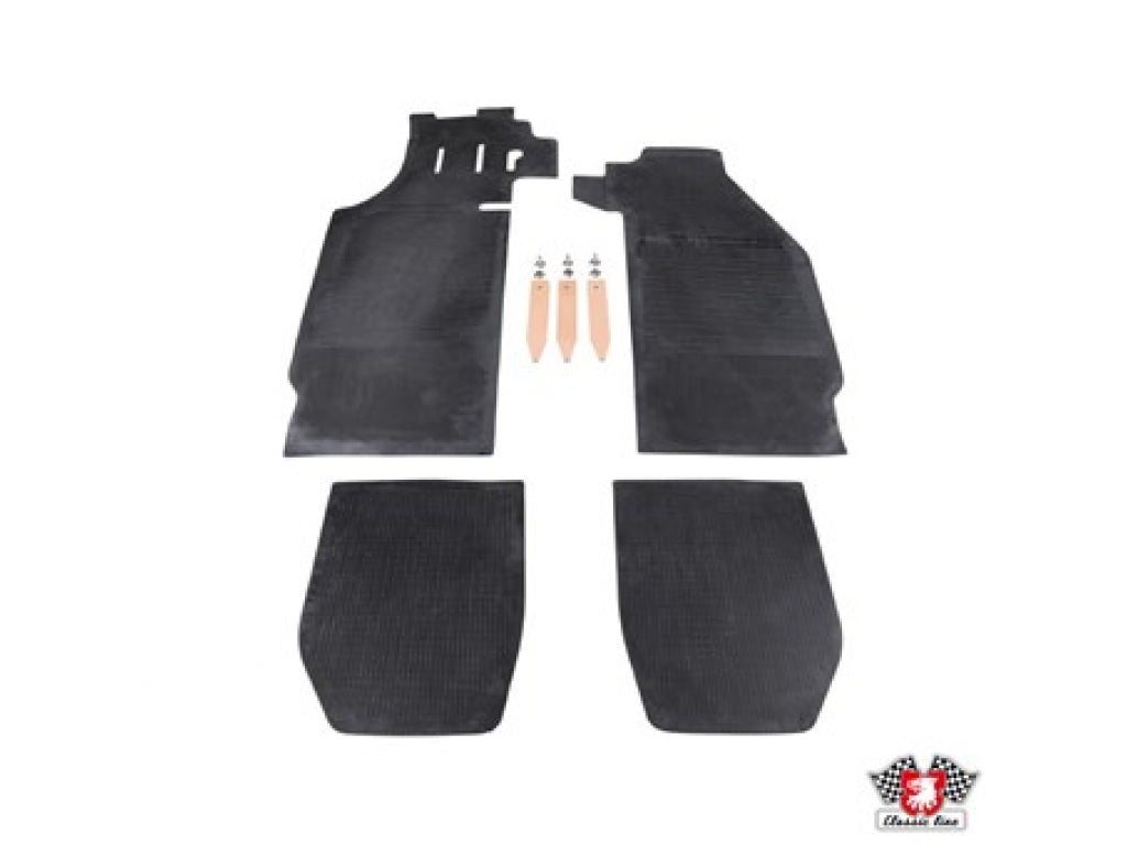 Floor mat set, rubber, 4 pieces, black