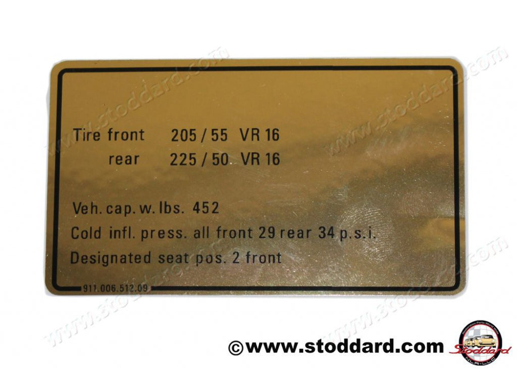 Vehicle Capacities and Tire Pressure Decal.