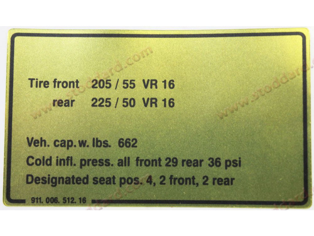 Vehicle Capacities and Tire Pressure Decal