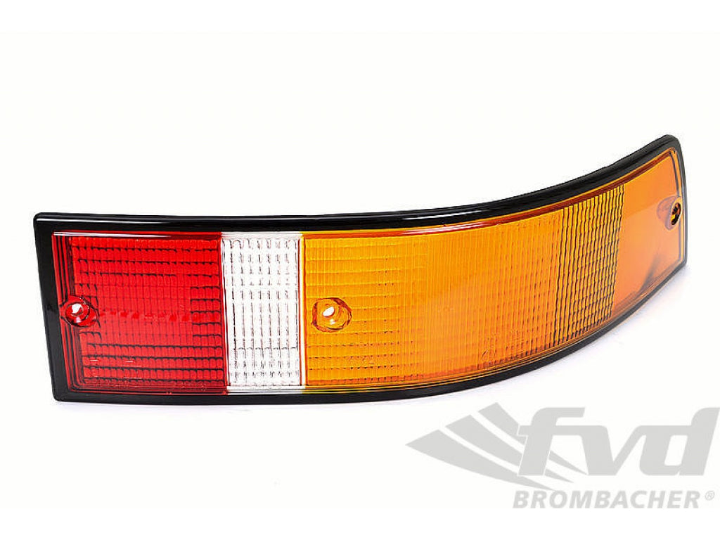 Tail Light Lens 911 / 930 / 959 1973-89 - Right - ROW - Red / Amber with Black Trim