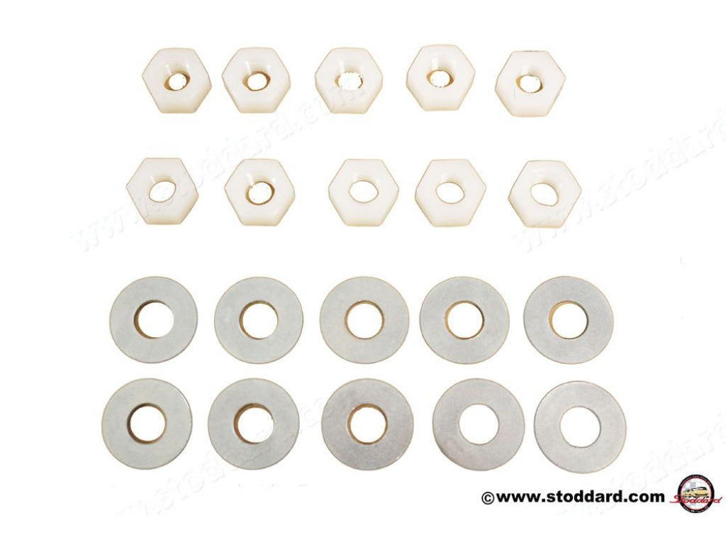 Dashboard Hardware Kit with Nylon Nuts and Steel Washers for 914 1970-1976
