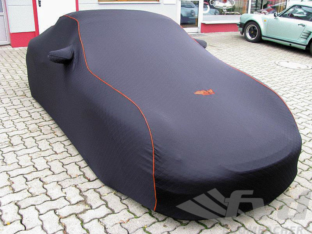Brombacher Exclusive Cover 996/997 without rear spoiler black, orange stiching incl. FVD-Logo and ba