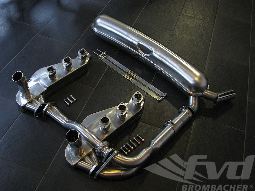 Brombacher Exhaust System 911 3.2 L 1974-89 - Sport - With Heat - Cat Bypass - Single o 2.5 Tip