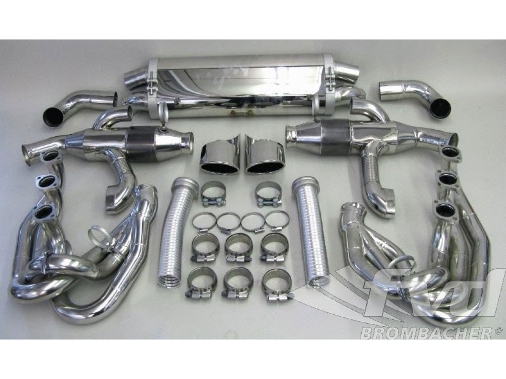 Exhaust System Brombacher 964 (Sound Version), Stainless Steel, Cat Bypass, 2x90mm Oval Tips